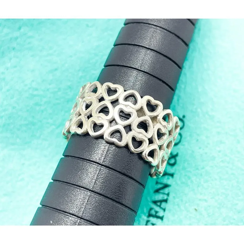 Tiffany & Co. Paloma Picasso Crown of Hearts Ring Sterling Silver Size 6.5